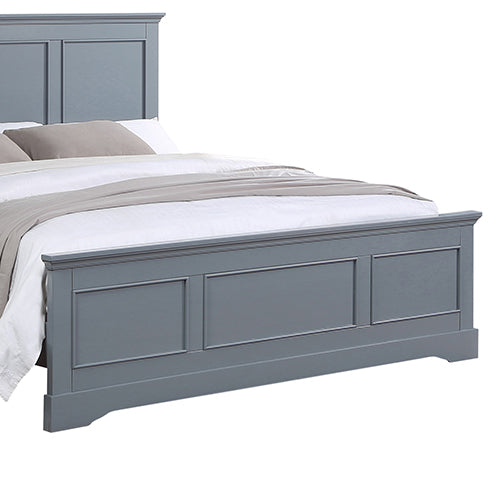 4 Pieces Bedroom Suite in Solid Wood & MDF King Size Grey Colour Bed, Bedside Table & Tallboy