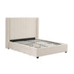 Alexa Queen Size High Rise Headboard Linen Beige Fabric Four MDF Drawers with Wheels Bed Frame