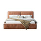 Louis Queen Bed Frame PU leather KD Slat in Wooden Legs