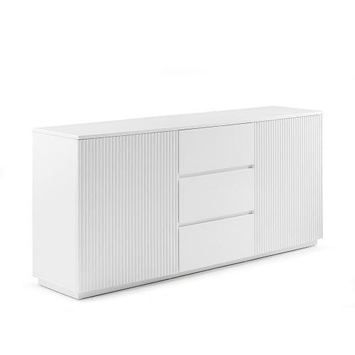 Buffet Ceramic Table Top MDF Cabinet Storage Stainless Steel In White