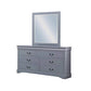 Dressing Chest with 6 Storage Drawers in Solid Wooden Mirror Metal Handles Grey Colour