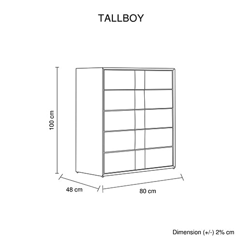 Prado Tallboy MDF Construction Fabric Upholstery Iron Feet