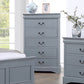 Tallboy with 5 Storage Drawers in Solid Wooden Metal Handles Grey Colour