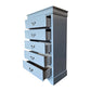 Tallboy with 5 Storage Drawers in Solid Wooden Metal Handles Grey Colour