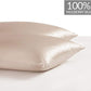 Gioia Casa Luxury Pillowcase 2 Pack - 100% Pure Mulberry Silk on Both Sides - Champagne