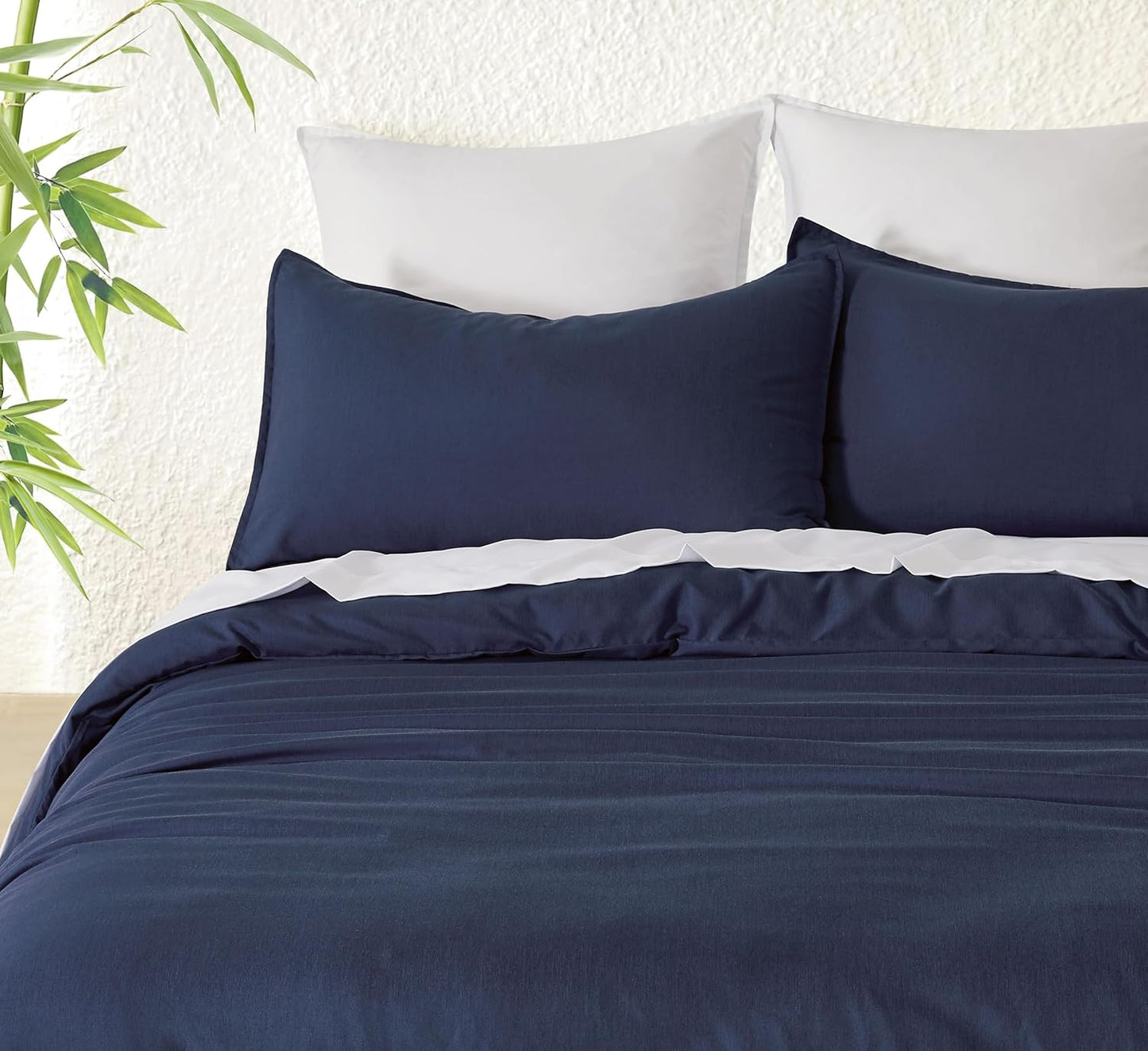 Bamboo Microfibre Quilt Cover Set - Navy - Single