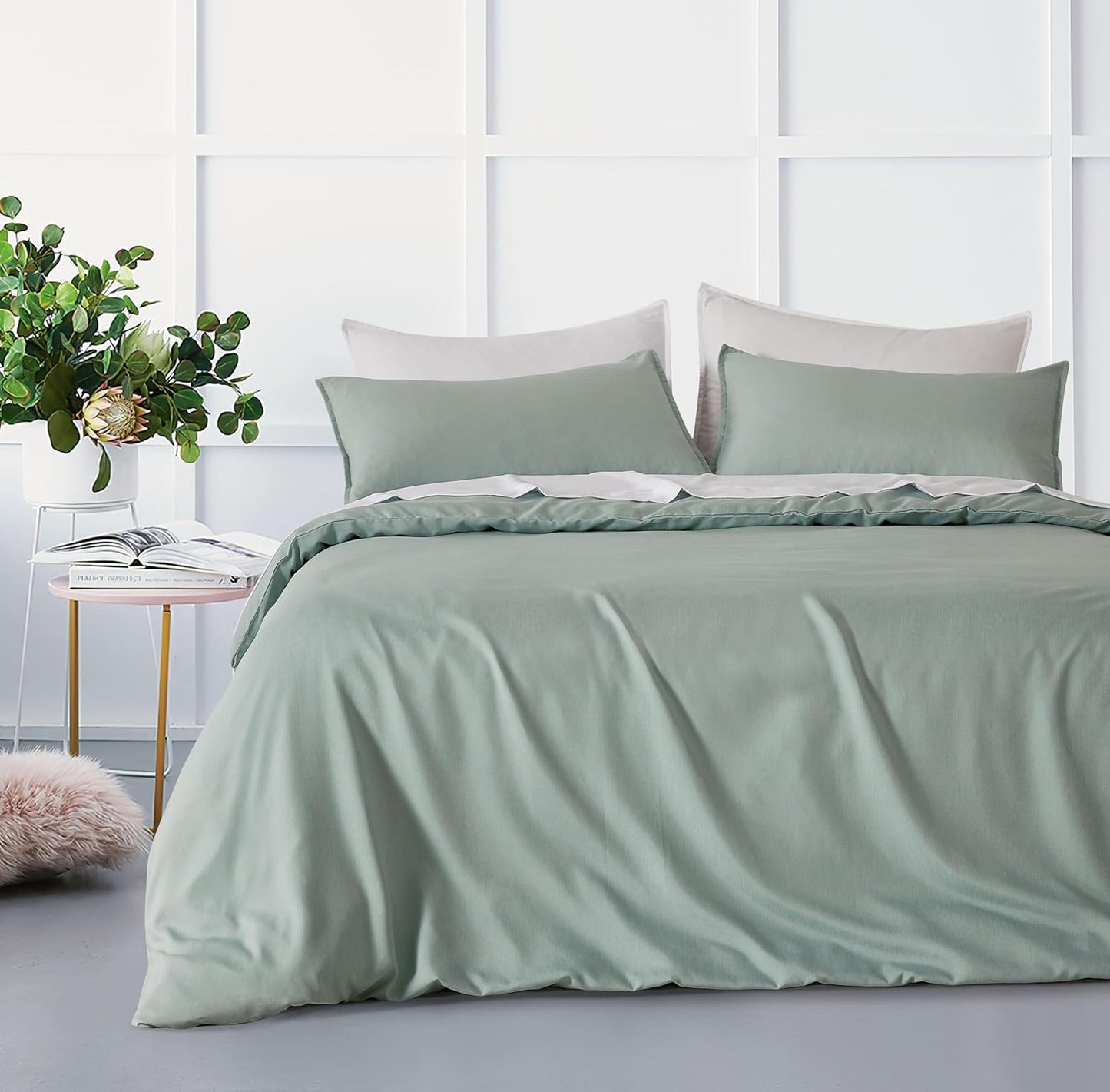 Bamboo Microfibre Quilt Cover Set - Sage Green - Single