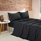 CleverPolly Vintage Washed Microfibre Sheet Set with 1 Pillowcase - Black - Single