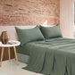 CleverPolly Vintage Washed Microfibre Sheet Set with 1 Pillowcase - Khaki Green - Single