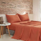 CleverPolly Vintage Washed Microfibre Sheet Set with 1 Pillowcase - Terracotta - Single