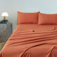 CleverPolly Vintage Washed Microfibre Sheet Set with 1 Pillowcase - Terracotta - Single