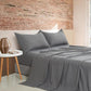 CleverPolly Vintage Washed Microfibre Sheet Set with 2 Pillowcases - Grey - Double