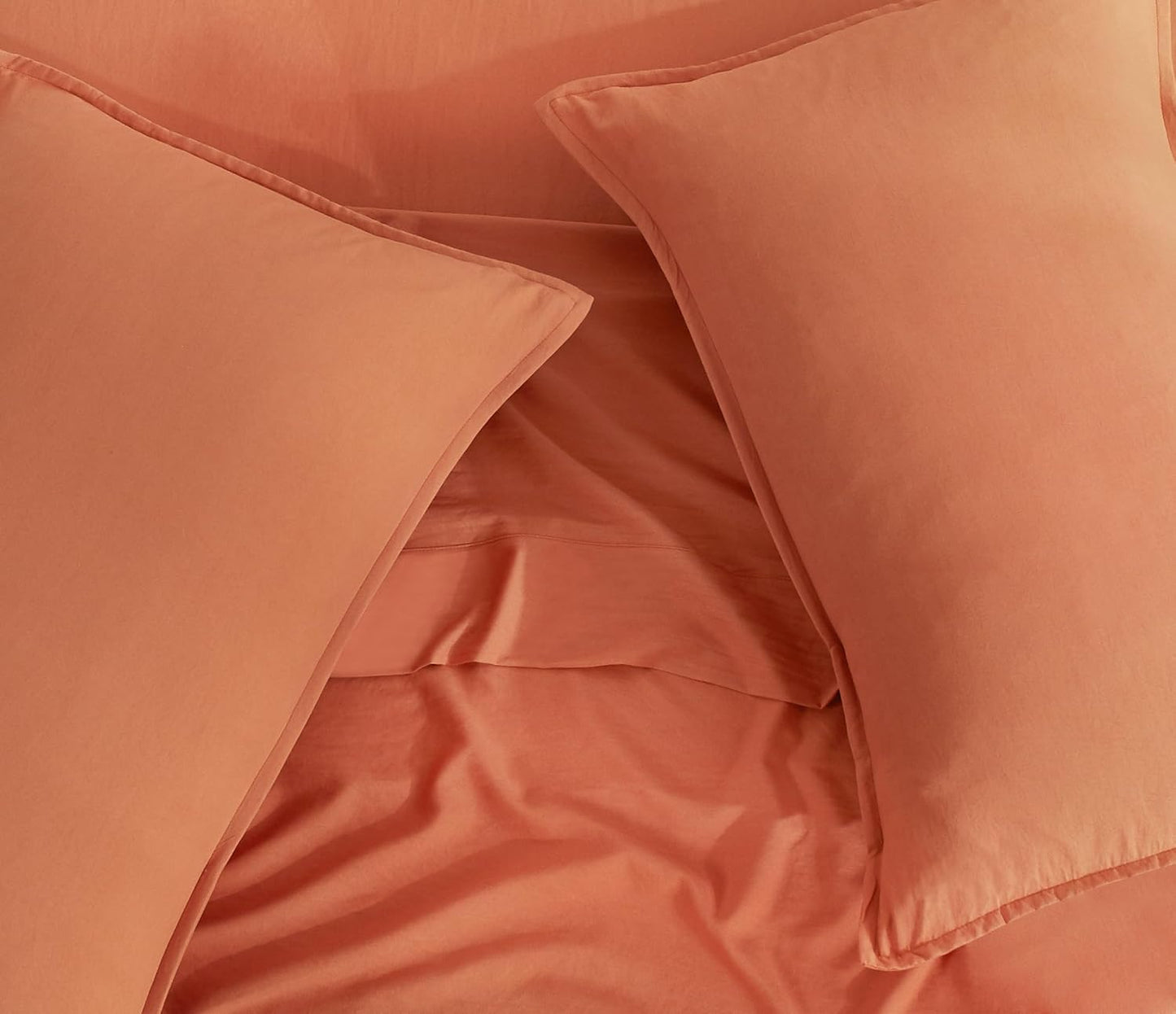 CleverPolly Vintage Washed Microfibre Sheet Set with 2 Pillowcases - Terracotta - Double