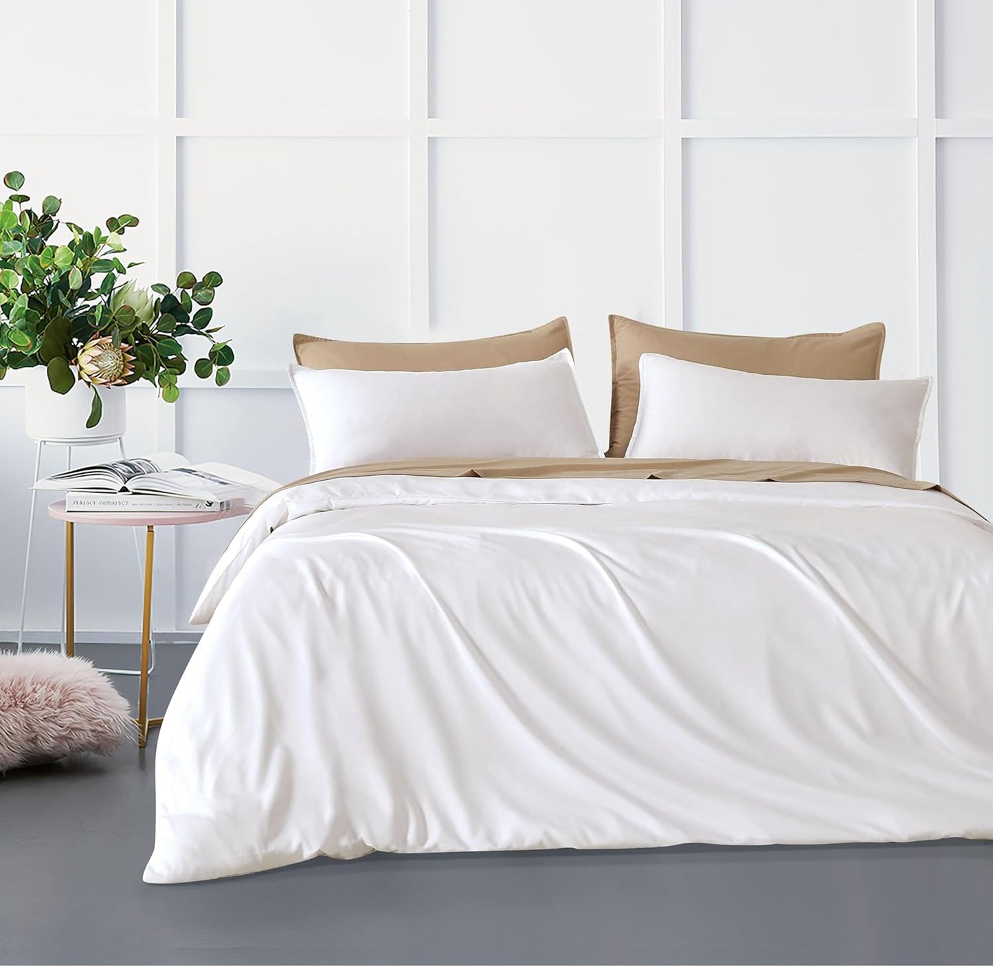 Bamboo Microfibre Quilt Cover Set - White - Queen