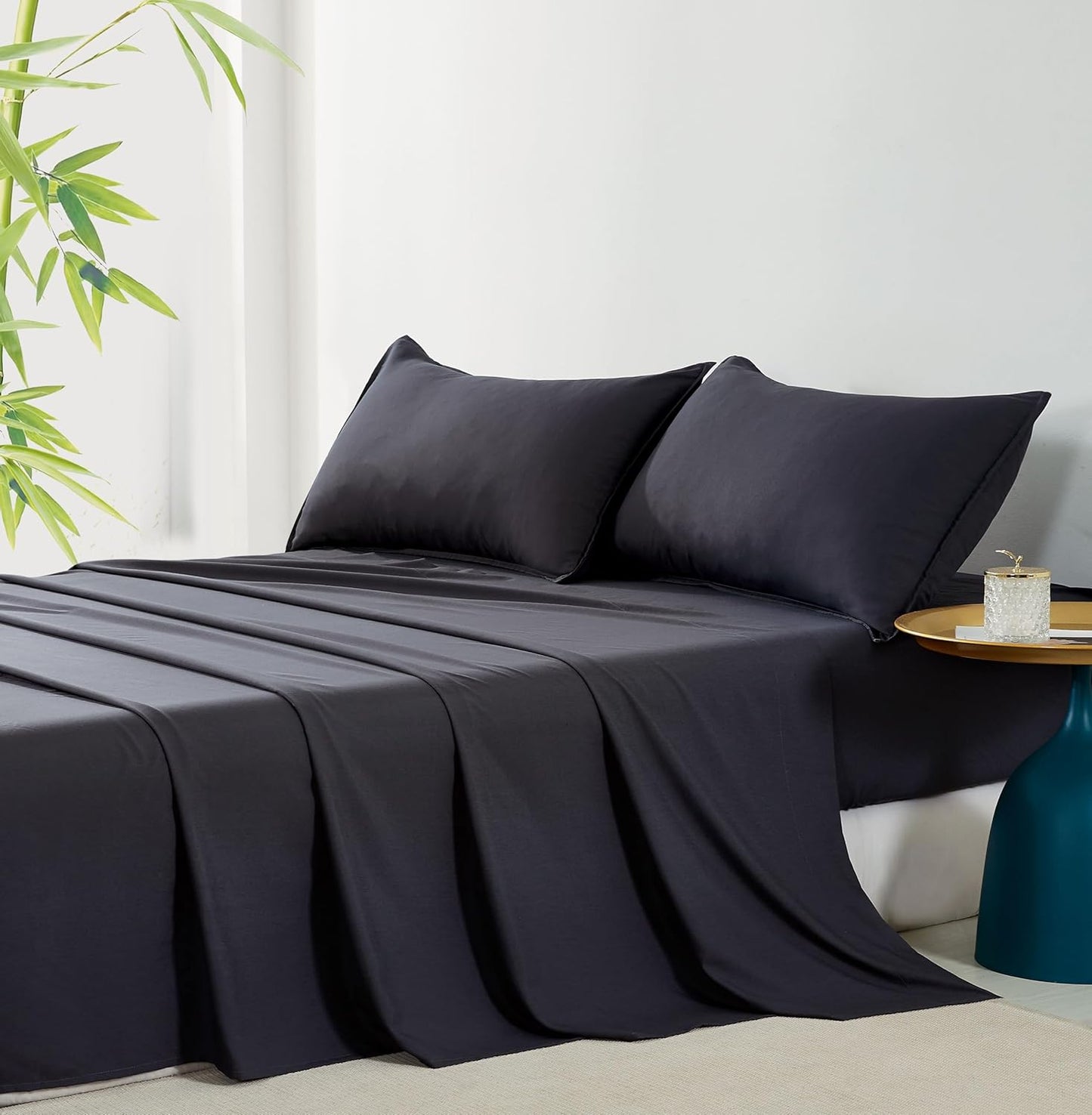 Bamboo Microfibre Sheet Set - Charcoal - Queen