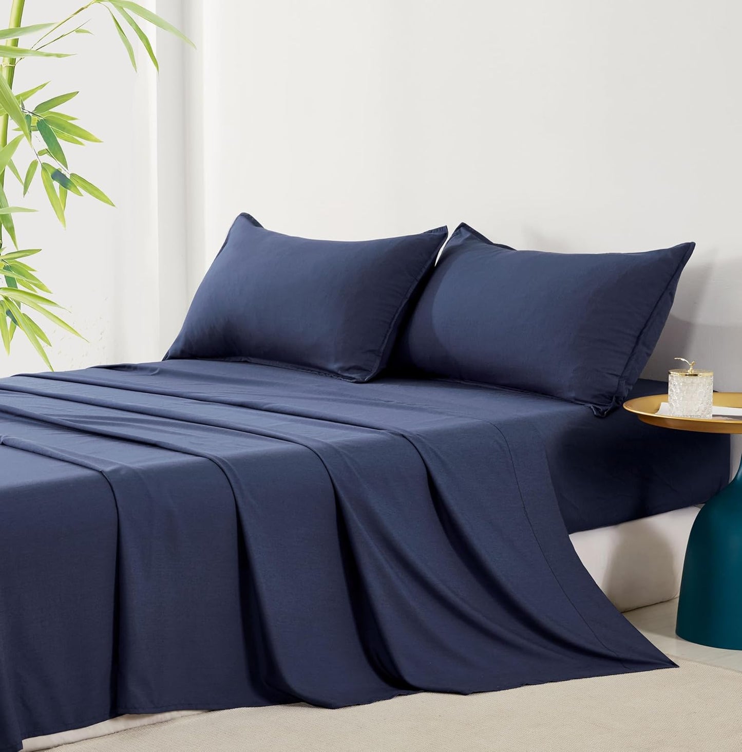 Bamboo Microfibre Sheet Set - Navy - Queen