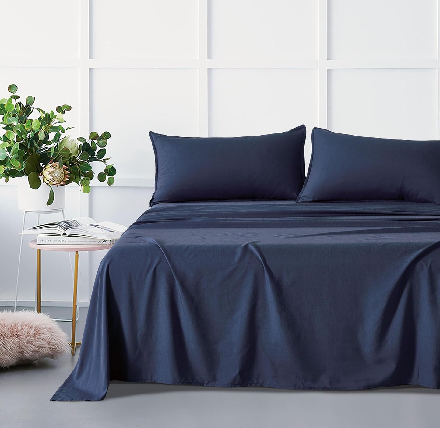 Bamboo Microfibre Sheet Set - Navy - King