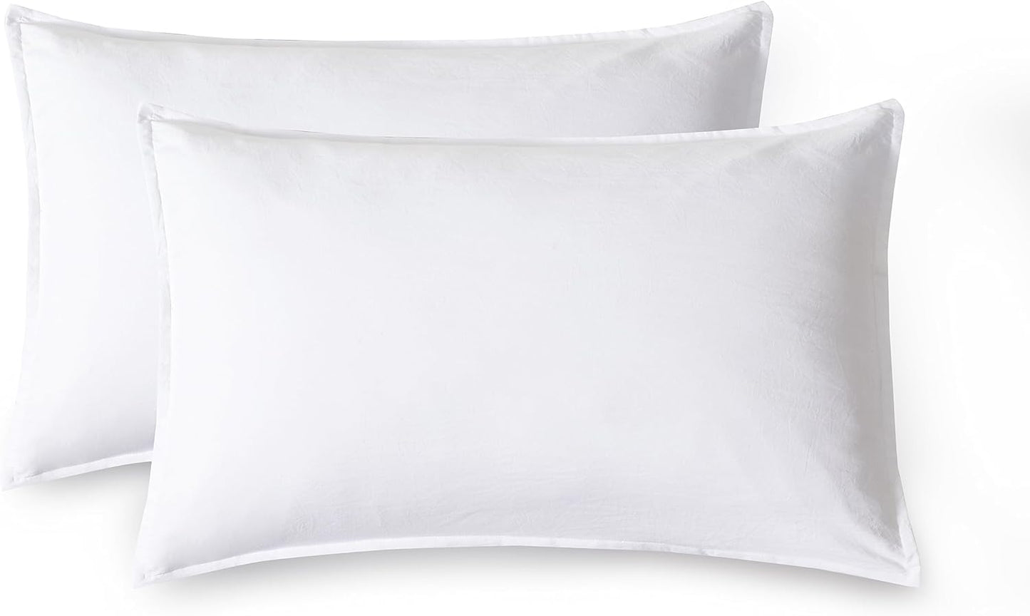 CleverPolly Vintage Washed Microfibre Sheet Set with 2 Pillowcases - White - King