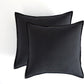 CleverPolly Vintage Washed Microfibre European Pillowcases - Set of 2 Luxurious European Pillow Covers - Black