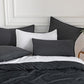 CleverPolly Vintage Washed Microfibre European Pillowcases - Set of 2 Luxurious European Pillow Covers - Black