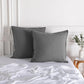 CleverPolly Vintage Washed Microfibre European Pillowcases - Set of 2 Luxurious European Pillow Covers - Grey