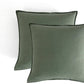 CleverPolly Vintage Washed Microfibre European Pillowcases - Set of 2 Luxurious European Pillow Covers - Khaki Green