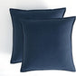 CleverPolly Vintage Washed Microfibre European Pillowcases - Set of 2 Luxurious European Pillow Covers - Navy