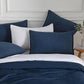 CleverPolly Vintage Washed Microfibre European Pillowcases - Set of 2 Luxurious European Pillow Covers - Navy