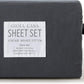 Gioia Casa Vintage Washed 100% Cotton Sheet Set with 2 Pillowcases - Charcol - King Single