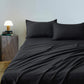 CleverPolly Vintage Washed Microfibre Sheet Set with 1 Pillowcase - Black - King Single