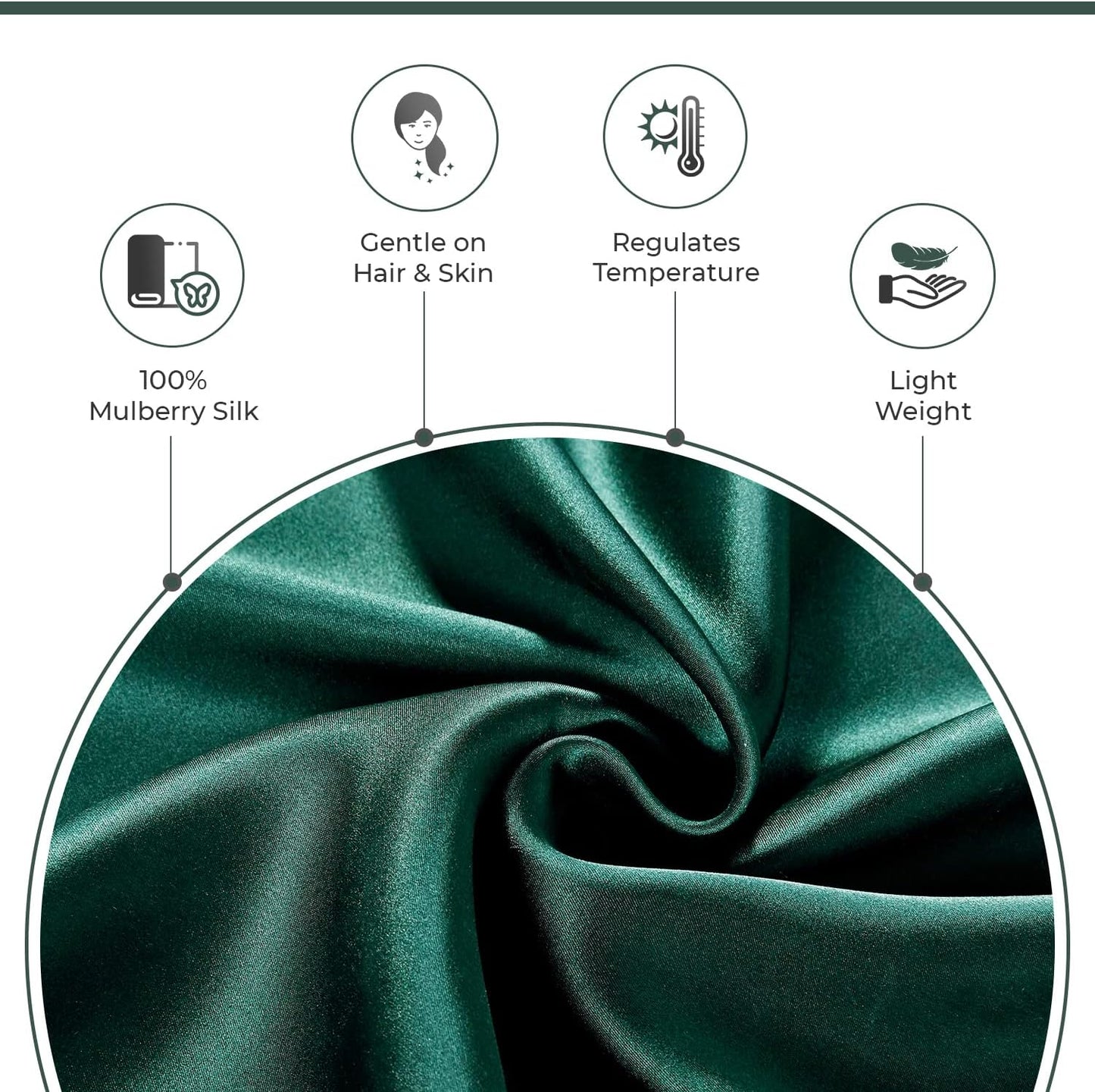 Gioia Casa Luxury Pillowcase - 100% Pure Mulberry Silk on Both Sides - Emerald Green