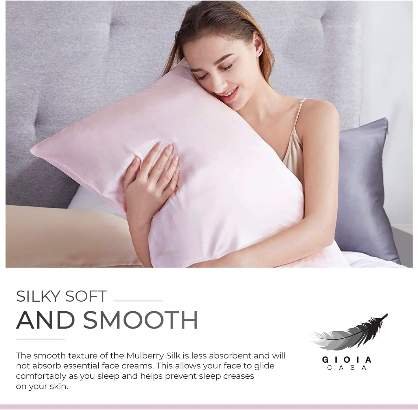 Gioia Casa Luxury Pillowcase - 100% Pure Mulberry Silk on Both Sides - Pink