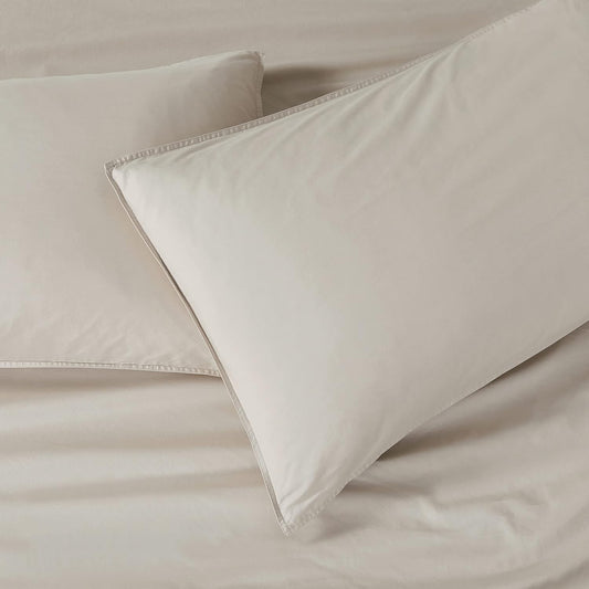 Gioia Casa Vintage Washed 100% Cotton Standard Pillowcase - Luxurious Standard Pillow Cover - Natural - 2 Pcs