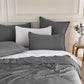 CleverPolly Vintage Washed Microfibre Standard Pillowcases - Set of 2 Luxurious Standard Pillow Covers - Grey