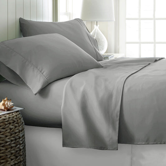 400TC Cotton Sateen Sheet Set King Silver