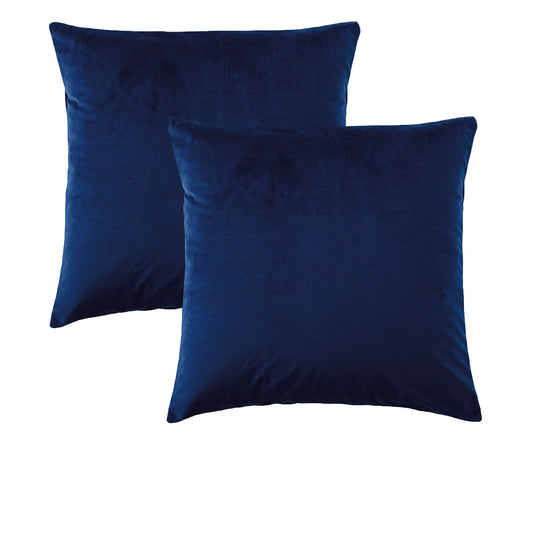 Bianca Pair of Vivid Coordinate Velvet Indigo European Pillowcases 65 x 65 cm