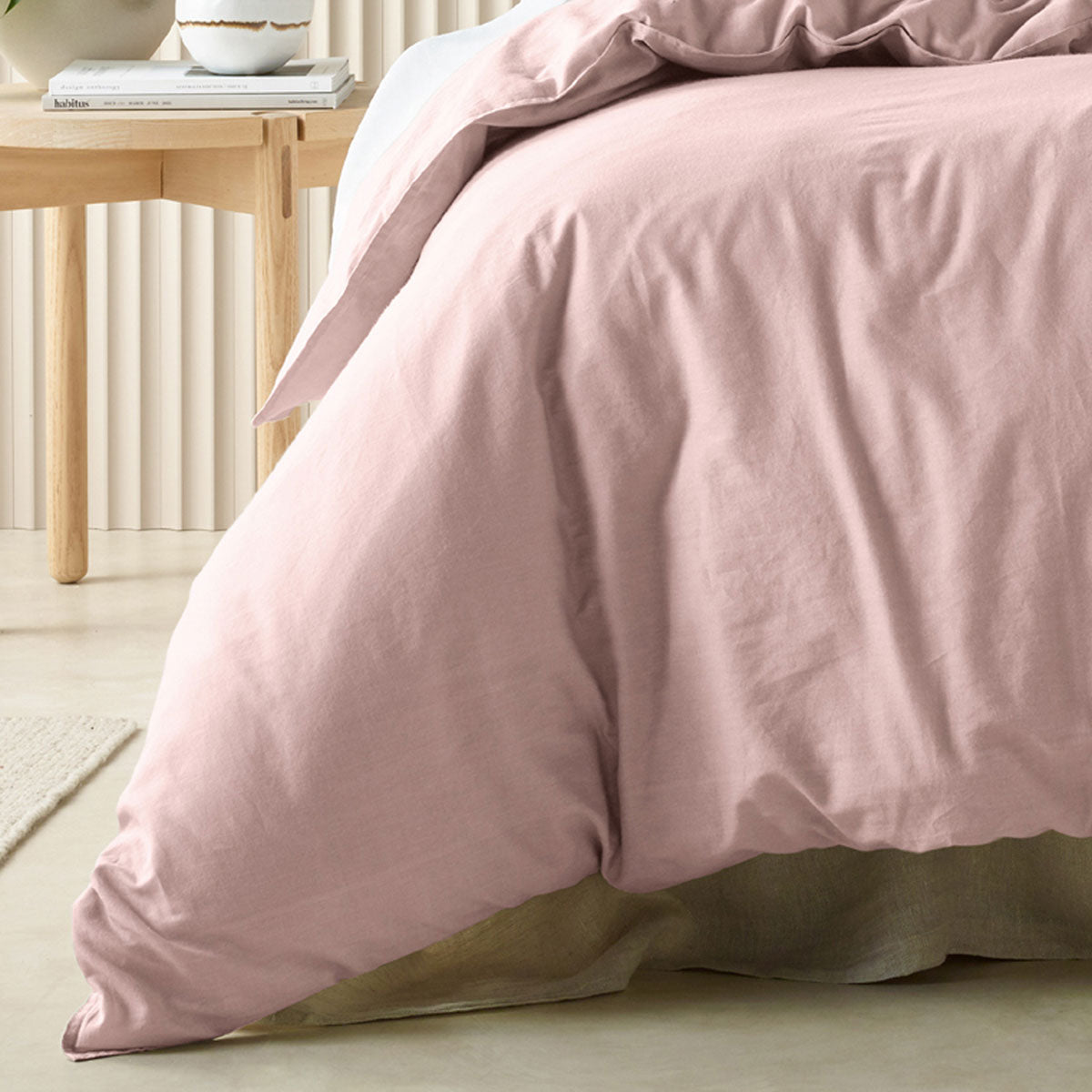 Bianca Acacia Blush Vintage Washed Cotton Quilt Cover Set Queen