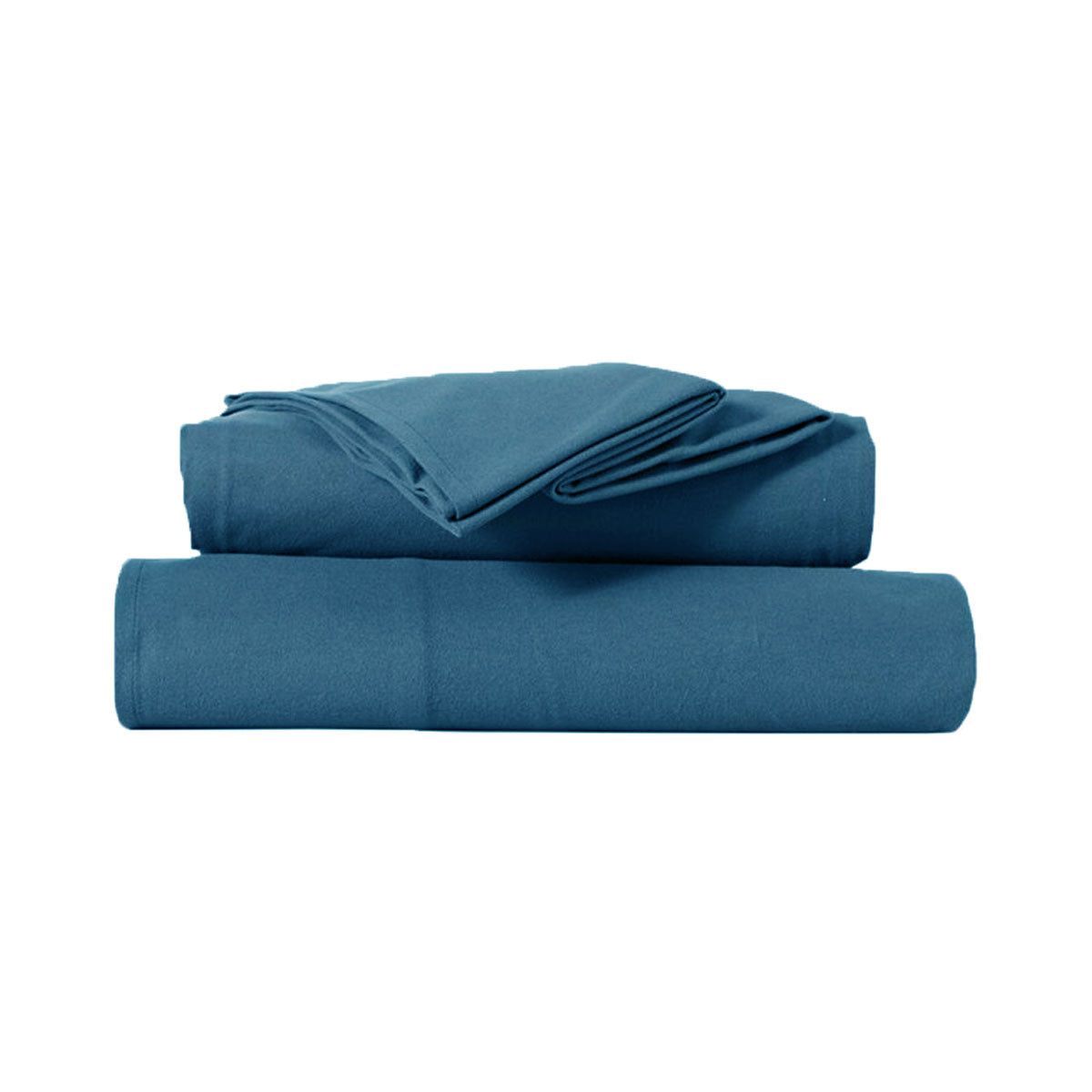 Kingtex Ultra-Soft Micro Flannel Sheet Set 40 cm Wall Steel Blue Queen