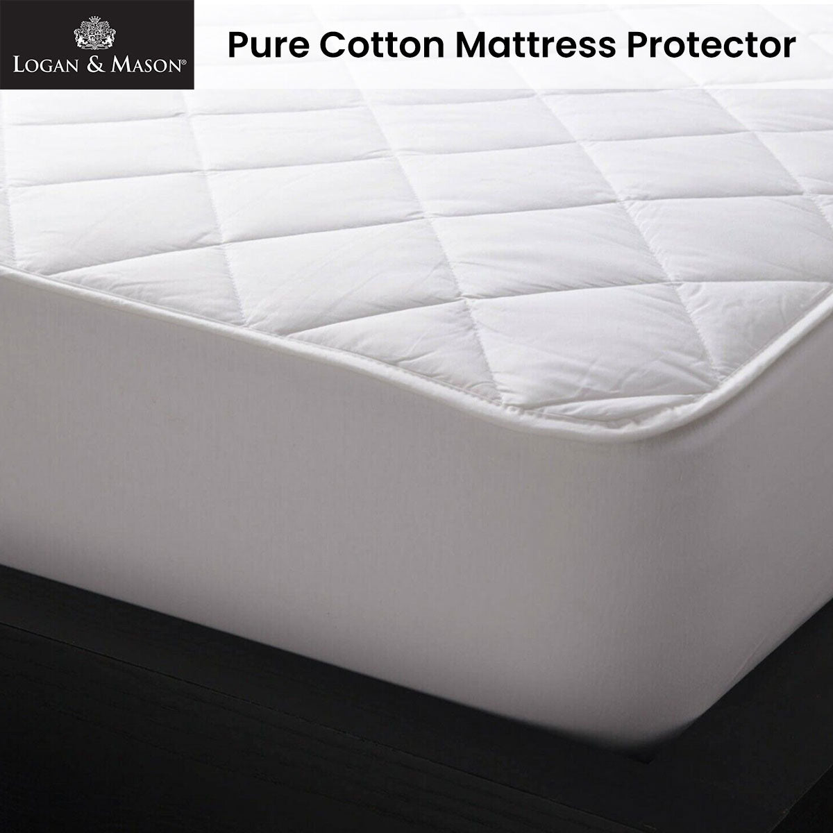 Logan and Mason Pure Cotton Mattress Protector White 45cm Wall Double