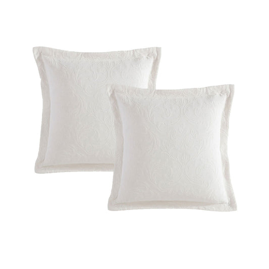 Private Collection Pair of Marbella Ivory 100% Cotton Matelasse European Pillowcases 65 x 65cm