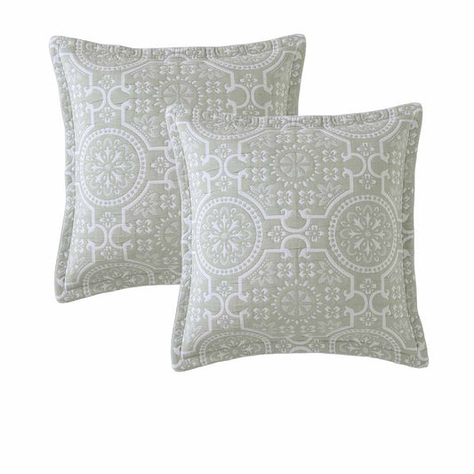 Private Collection Pair of Mayfair Sage European Pillowcases 65 x 65cm