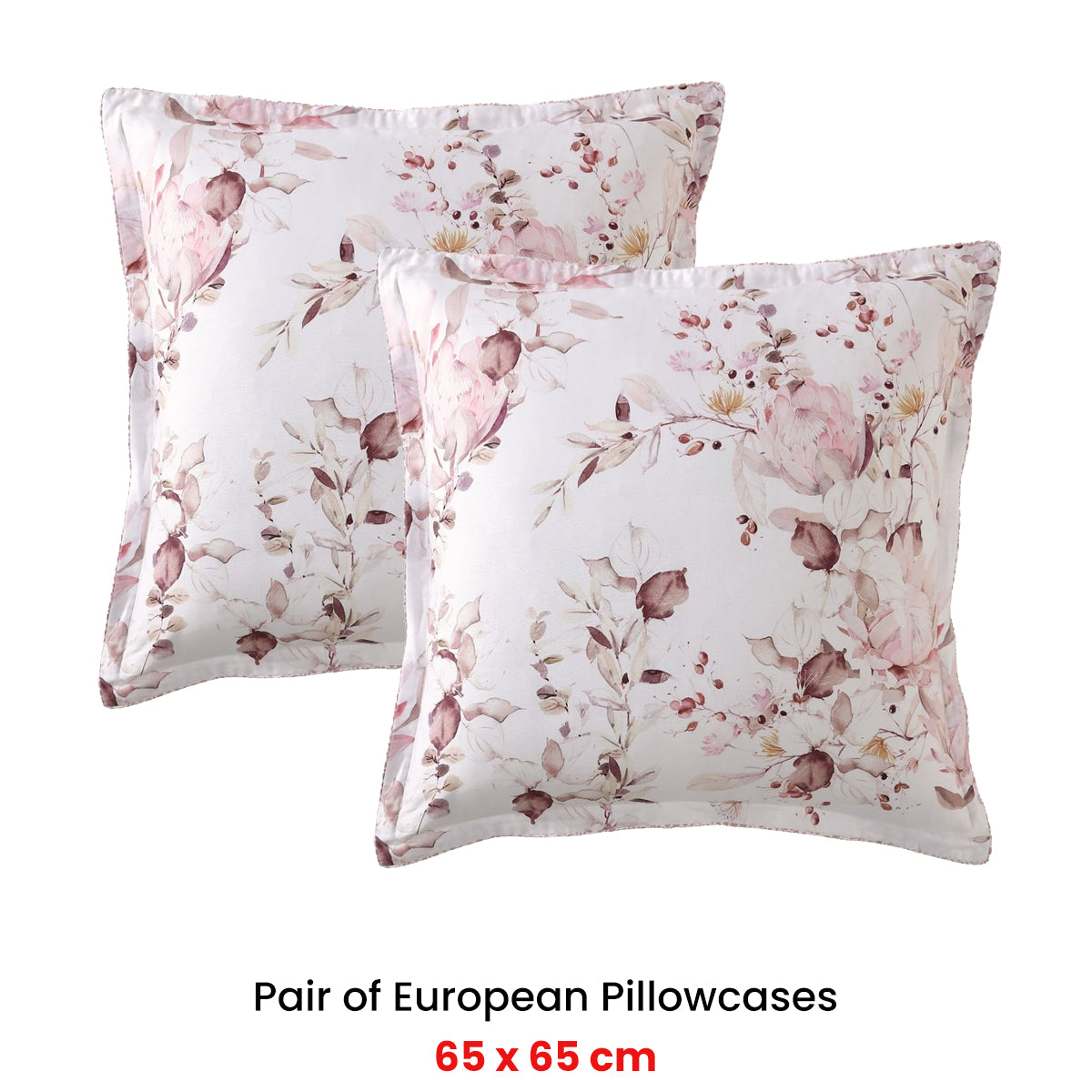 Private Collection Pair of Millicent Rose European Pillowcases 65 x 65cm