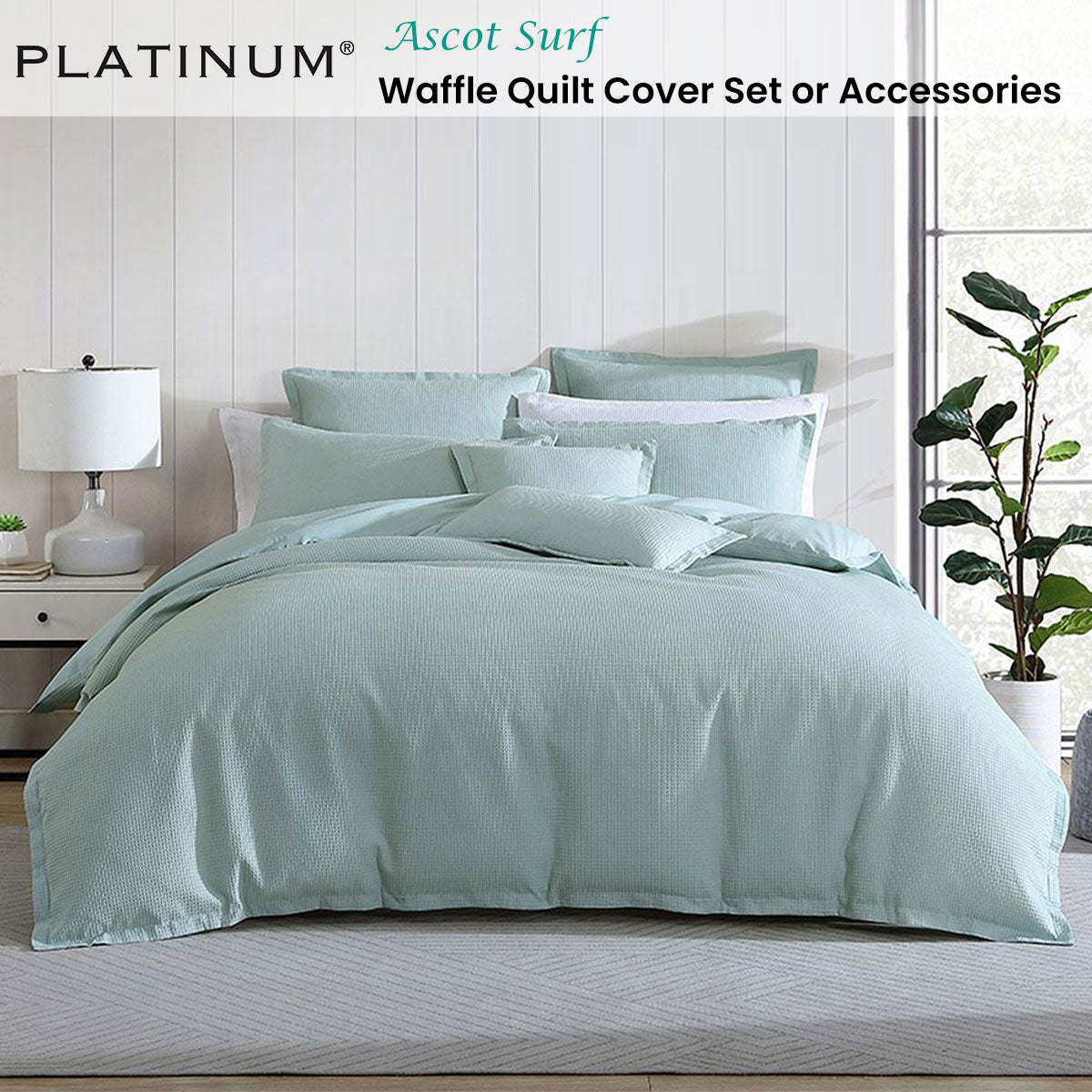 Platinum Collection Ascot Surf Waffle Quilt Cover Set Queen