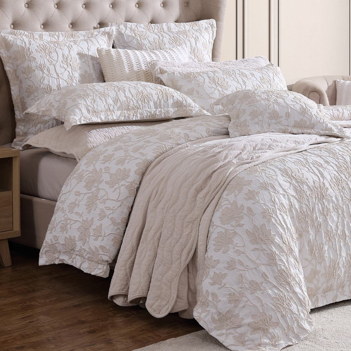 Private Collection Bloom Stone Quilt Cover Set Cotton Yarn Dyed Jacquard Super King