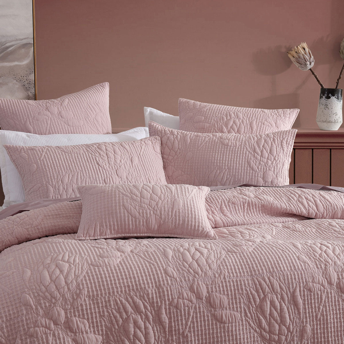 Platinum Collection Flourish Rose 100% Cotton Textured Quilt Cover Set King