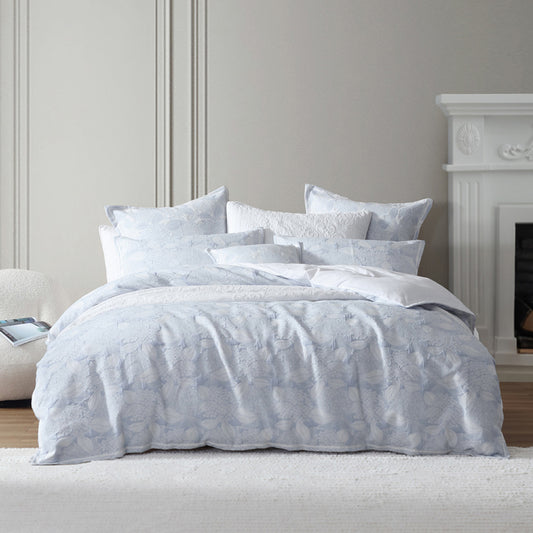 Private Collection Hydrangea Chambray Quilt Cover Set Polyester Cotton Yarn Dyed Jacquard King