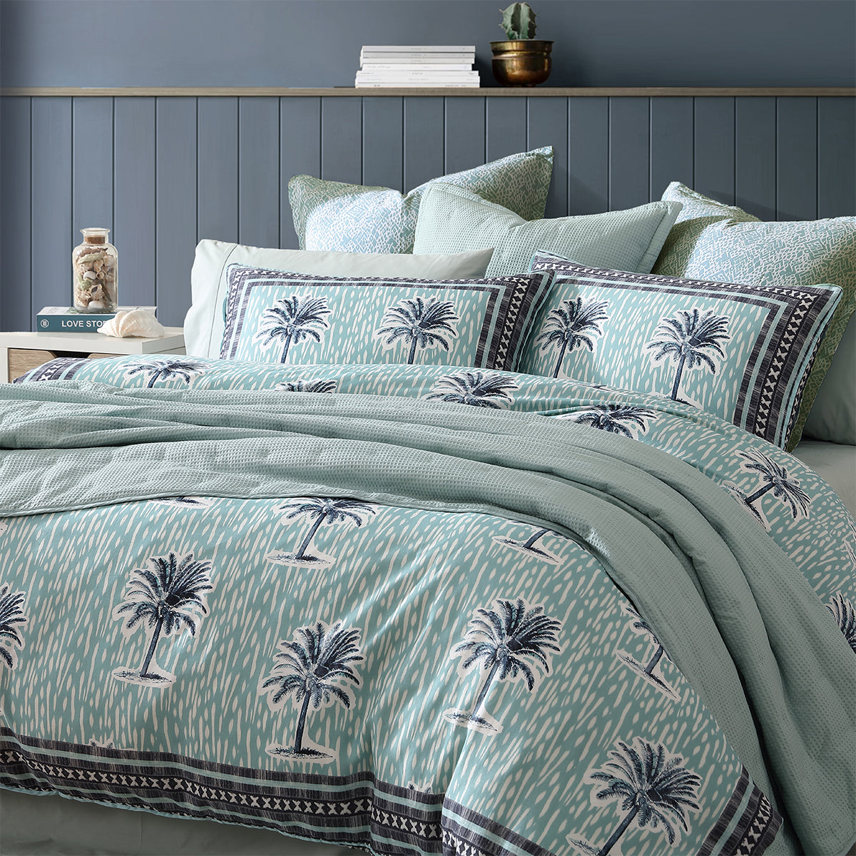 Logan and Mason 250TC Kimba Teal Cotton Sateen Quilt Cover Set King