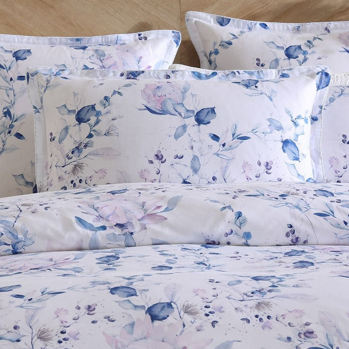 Private Collection Millicent Chambray Quilt Cover Set Cotton Sateen Digital Print King