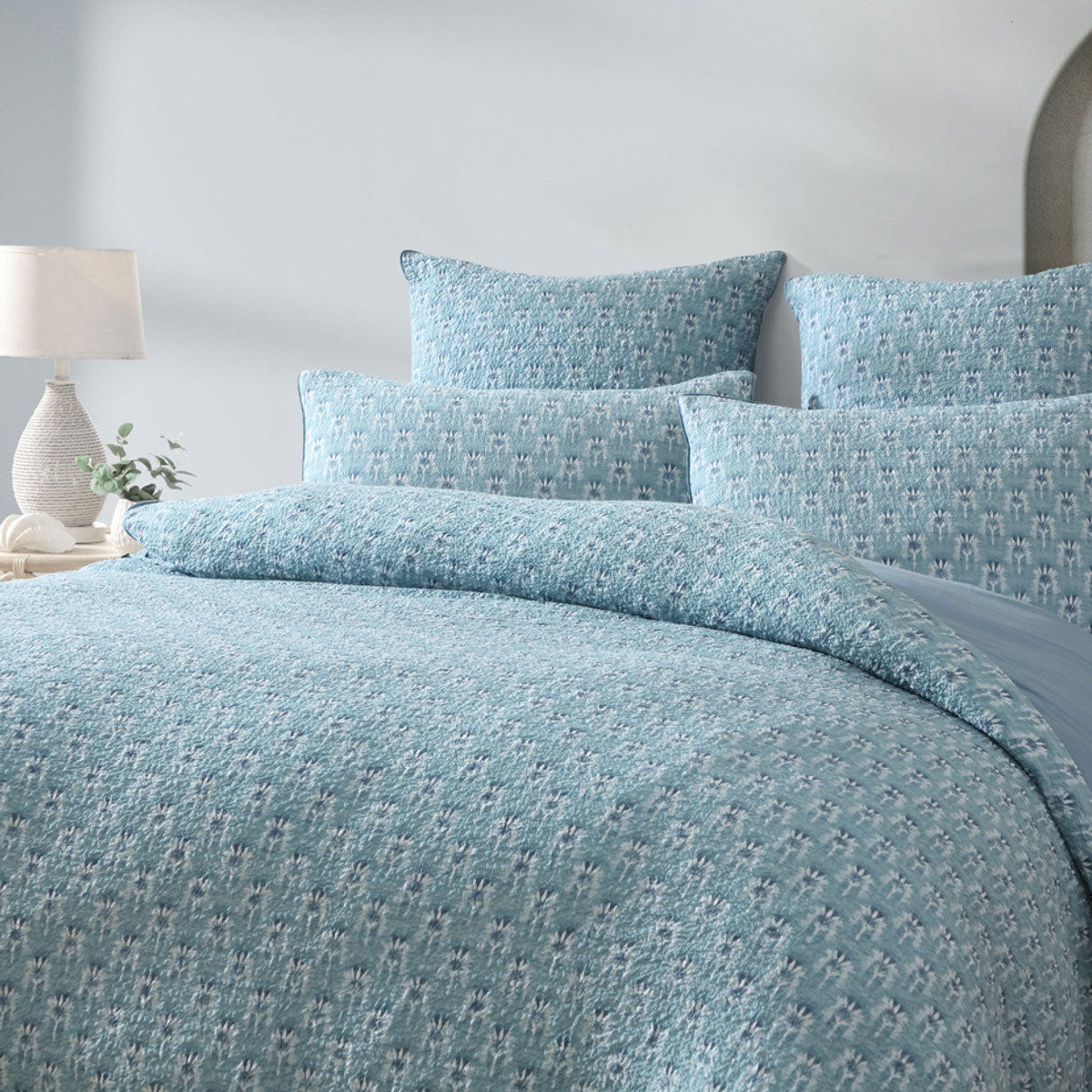 Platinum Collection Santa Fe Teal Cotton Jacquard Quilt Cover Set Super King