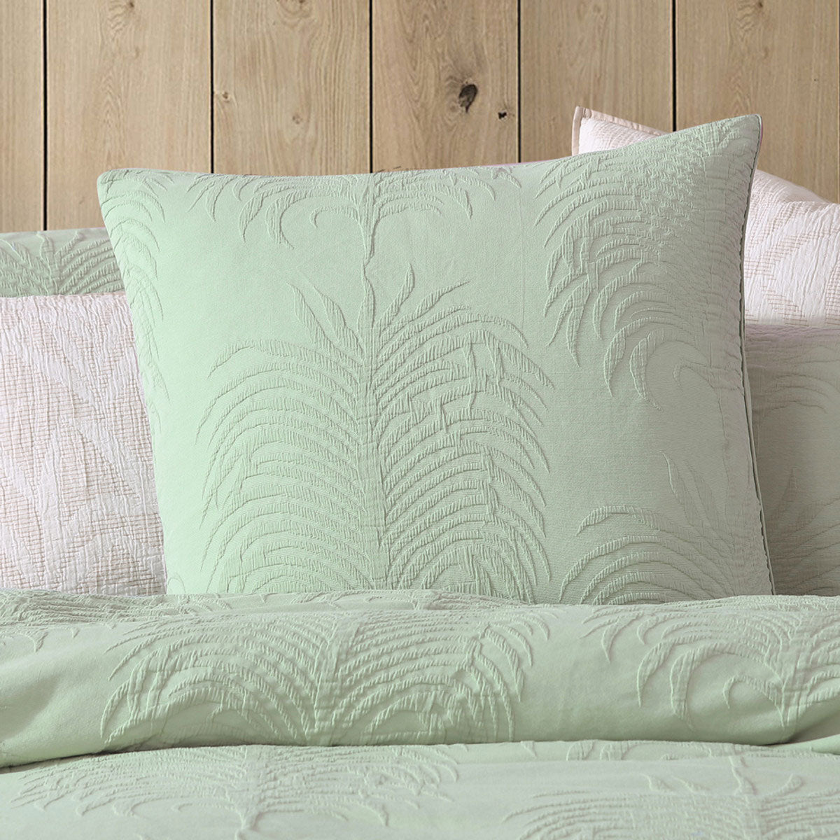 Platinum Collection Tropicana Sage Cotton Matelasse Quilt Cover Set King